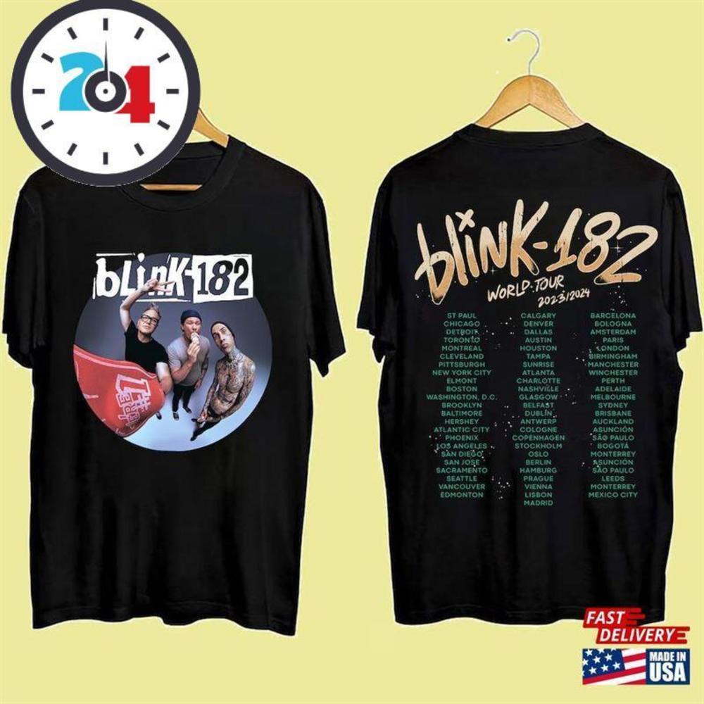 Blink 182 The World Tour   Unisex T-Shirt Rock Nroll Shirt 2 Sided